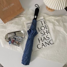 超大號27寸簡約純色高爾夫傘二折自動雨傘全自動男晴雨兩用傘長柄, 1個, 兩折高爾夫-藏青【晴雨兩用】