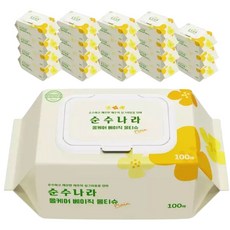 순수나라 올케어 베이직 물티슈 100매 20팩 제주도 식물원료 캡형 물티슈, 20박스, 40g, 100매입