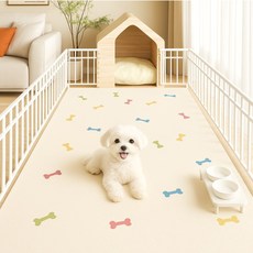 벤스투 부드럽고 푹신한 미끄럼방지 강아지매트 애견매트, 1개, 크림 뼈다귀 패턴