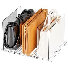 Yieach 옷장 정리용 투명 아크릴 선반 칸막이 조절 가능한 가방 4팩 클러치 지갑 정리함 및 보관 옷장용 핸드백 정리함 지갑 칸막이 22.6cm(8.8인치) 높이, 4