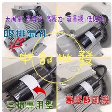 高壓送風機 LG106 三相 1/6HP 1英吋雙管風車 - 工廠直營排風機/魚池氧氣機/打氣機/高壓鼓風機/環型鼓風機, 1個, 220V+