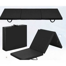 찜질방 매트 요가 토퍼 방수 헬스 레자 3단 접이식 블랙 두께 5CM 180x60x5CM