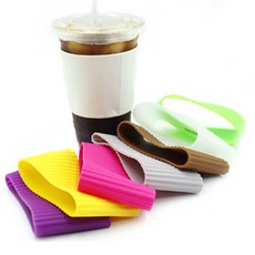 다회용 실리콘 커피컵슬리브 아이스음료컵홀더, 1개