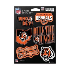 Rico Industries NFL 풋볼 신시내티 벵골 6피스 데칼 세트, 신시내티 벵갈스
