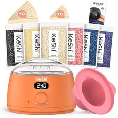 KeShi 여성 및 남성용 왁싱 키트 디지털 왁스 워머 하드 왁스 비즈 가정용 제모 왁스 키트 전신 얼굴 눈썹 비키니 다리 브라질 및 민감한 피부용(심해), 바이탈 오렌지