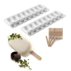 Silikomart 冰棒矽膠模 小橢圓 8槽2組, 1個, 白