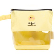 세맘스 TPU투명 크레용 양면방수 네임 수건파우치, 5.치크, 옐로우