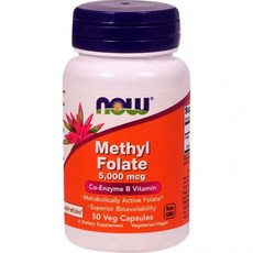 NOW Methyl Folate -- 5000 mcg - 50 Veg Capsules, 50, 1