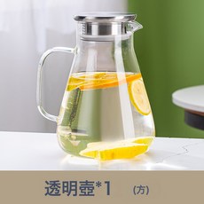 青蘋果大容量冷水壺家用耐熱玻璃高溫防爆涼白開水杯茶壺套裝, 1個, 1.7L嘟嘟壺【304不鏽鋼蓋】:如圖, 1L