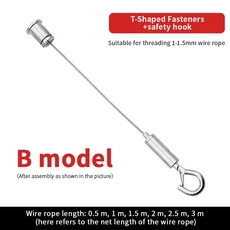 스테인리스 철사 로프 걸이식 코드 안전 후크 플러스 전시관 사진 1.5mm 2 개, 04 B, 01 1.5mm, 02 1.5M