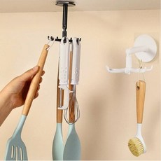 싱크대 수납 정리 회전형 국자걸이 무타공 조리도구 거치대 걸이형, 화이트