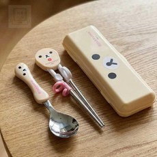 스토어-하유 코리락쿠마 페이스 교정젓가락 스푼 케이스세트 캐릭터수저세트