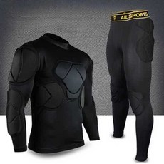 골키퍼보호대세트 부상방지 상하의 보호구 안전복, 1. 긴팔+반바지 검정 S, 1개