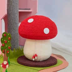고양이 왕버섯 스크래쳐 34cm 인싸템 사냥놀이용품 발톱관리, 레드, 1개