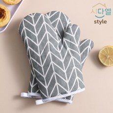 시다엘 주방용 보강형 내열 미끄럼방지 오븐 장갑, 1세트, 그레이