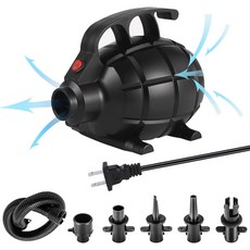 풍선 체조용 전기 공기 펌프 텀블러 매트 에어 베드 풀 장난감 뗏목 보트 퀵 블랙 노즐 5개 포함 AC 110-120V 600W