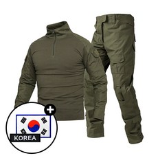 SET 택티컬 전술 컴뱃셔츠 긴팔+팬츠 세트 - 아웃도어 군인 간부 강철부대 캠핑 카고 바지