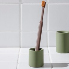 JAJU 실리콘 원형 칫솔 꽂이 카키 435343