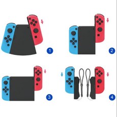 五合一超值Switch副廠手把套組，含腕帶掛繩、JC支架、防摔吊繩、滑軌按鍵套及連接器，全方位保護您的Joy-Con，提升遊戲體驗, 1個