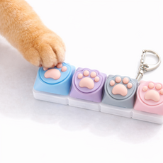 고양이 발 딸깍 키캡 키링 4구 말랑 중독성 스트레스해소 귀여운 키링, 1개, 멀티
