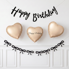 연지마켓 생일가랜드+리본가랜드+하트풍선, 1세트, 캘리그라피 블랙 세트