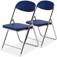 [1+1]진영가구 청 접의자 도금 접이식 세미나 교회 예배 보조의자 (2개 1세트), 2개, 블루