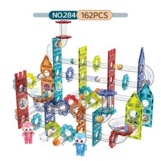 MAGNA-TILES 마그네틱 건설 세트 브랜드 빌딩 오리지널 스페이스, G. 볼 트랙 블록 162PCS
