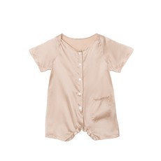 真絲嬰兒爬爬服100%桑蠶絲連體包屁衣夏季新生兒連體衣嬰幼兒睡衣
