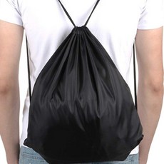 블랙 축구공 가방 파우치 운동 학생 보조가방 스트링 백팩 무지 검정, 1개