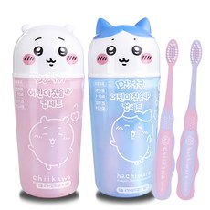 먼작귀 어린이용 칫솔 4p + 양치컵 세트, 3개, 4개입, 색상랜덤