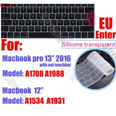 모든 모델 MacBook Air/Pro13 "14" 15 M1 M2 M3 칩 A2918 A2338 A2681 US&EU 용 실리콘 키보드 커버 스킨, 01 EU-12