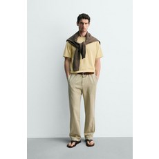 [국내발송] ZARA 남성 미디엄 웨이트 쇼트 슬리브 티셔츠 - 노랑 4092/443/300 494447