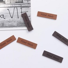 3개 가죽라벨) 대문자 필기체 핸드메이드 2color C0, 진브라운