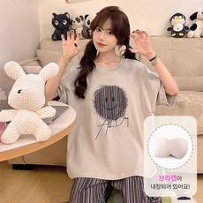 드마엘_아코 캡내장 반팔 긴바지 잠옷 파자마 홈웨어 상하세트 (9color)브래패드 이너패드 잠옷