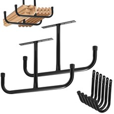 Huondonk 2팩 오버헤드 차고 보관 랙 J 후크 6개 29.9kg(66파운드)/천장 랙 및 20.4kg(45파운드)/후크 목재 사다리 자전거용 튼튼한 천장 보관1, Huondonk 2팩 오버헤드 차고 보관 랙, J 후크