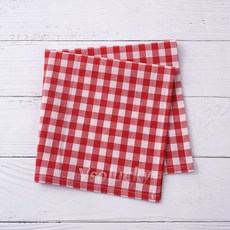 천 체크무늬 냅킨 42x42cm 면 소형 체크 테이블 레드 블랙 옐로우 카키 블루 웨딩 크리스마스 파티 키친 린넨, Red