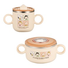 【優貝選】SNOOPY 史努比不鏽鋼兒童輔食碗 吸管杯套組, 1個