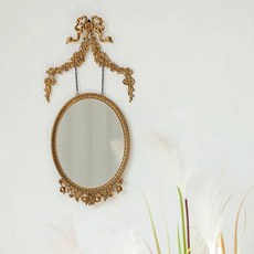 Eze Art Deco 孔雀雕花圓形牆鏡 歐式雕花鏡 復古掛鏡 宮廷風鏡子 金色造型鏡 古典裝飾鏡