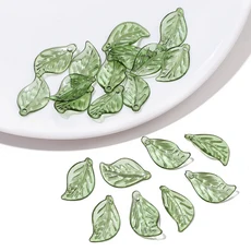 내추럴 리프 아크릴 구슬 50개｜포레스트 스타일 액세서리 DIY 세트 목걸이 팔찌, 05GN, 50pcs