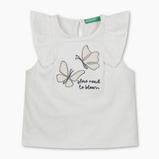 베네통 키즈 베네통키즈 네이쳐 자수 반팔 티셔츠 3LHAG10EM IV