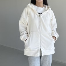 [행복여] 키핀 자수 레터링 루즈핏 후리스 캐쥬얼 후드 집업