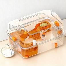 빅 사이즈 투명한 대형 고급 빌라 햄스터 하우스 아크릴 풀세트 용품 43*30cm, 1개, 노란색