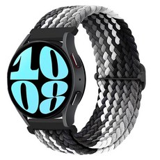 Fegwilde 20mm 22mm 갤럭시워치 버클형 브레이드 스포츠 솔로 루프 스트랩, 검은색영리