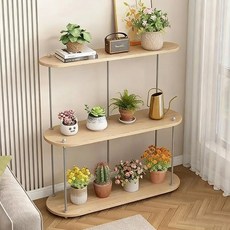 베란다 화분 정리대 심플 바람 화분 선반 3c, 3단, 원목색