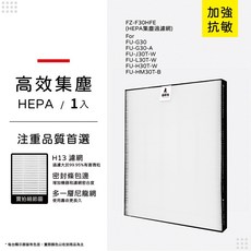 蟎著媽 適用 SHARP 夏普 FU-H30T-W FU-HM30T-B FU-L30T-W 空氣清淨機 HEPA濾網, 1個, H13高效集塵HEPA濾網/單入