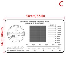 F 소프트 룰러 현미경 마이크로미터 교정 슬라이드 폭 입자 직경 측정 도구 고정밀 필름 포인트 게이지, C