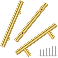 Lutatid 10팩 12.7cm(5인치) 브러시드 황동 캐비닛 손잡이 주방 서랍용 옷장 욕실 찬장 가구 손잡이용 스테인리스 하드웨어 스틸 서랍 골든 캐비닛 핸들 길이 1, 10