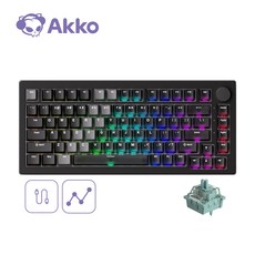 Akko 악코 5075 V3 HE 75% 82키 마그네틱 유무선 자석축 키보드 RGB 백라이트 체리 프로파일 8000Hz 폴링 레이트 PBT 이중사출 키캡, AstroAim Magnetic Switches, Hybrid Black Transparent