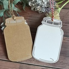 空白吊牌 空白留言卡 復古手工空白漂流瓶心愿墻貼教室牛皮吊牌diy禮物裝飾留言卡片 牛皮紙吊牌 個性吊牌 衣服吊牌, 大號混合款（牛皮+白色）50張+麻10米, 1個