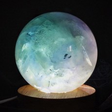 мσσи_нασ 橘22(大）螢石球 8.1cm 帶彩虹光 收藏等級 海洋色系 泡沫感, 1個